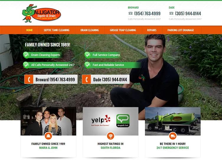 Septic and drain service website design